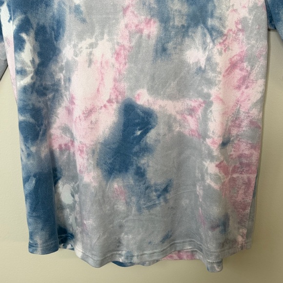 Fashion by MIRABEL XL Blue Pink Gray Tie Dye Long Sleeve Stretch Top - Picture 9 of 14
